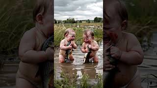 fyp babys cute fashion AI ai lovelybaby cutebaby cutebabys baby fishing crying catch [upl. by Ainak]