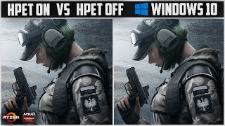 HPET ON vs HPET OFF  WINDOWS 10   Ryzen 5 2600  VEGA 56 Gaming Benchmarks [upl. by Viehmann]