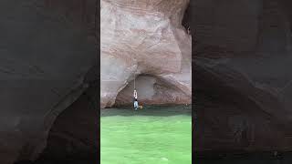 First Double Backflip  Lake Powell Rope Swing [upl. by Atillertse]