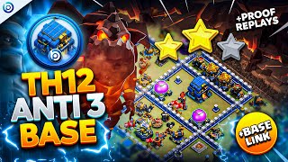 The ULTIMATE TH12 ANTI 3 STAR BASE with LINK 2024  Town Hall 12 War Base ANALYSIS  PROOF Replays [upl. by Esinaej]