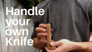 Handle a sloyd knife with hand tools only  No glue  Split dowel method [upl. by Claudetta]