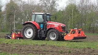 Grasland frezen door loonbedrijf Reimink met Massey Ferguson 7720S en Massano SR300 2023 [upl. by Kryska111]