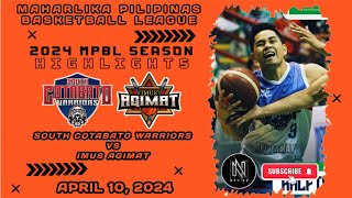 MPBL HIGHLIGHTS SOUTH COTABATO WARRIORS VS IMUS AGIMAT APRIL 10 2024 [upl. by Sholeen831]