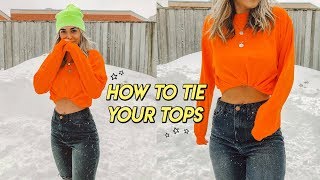 6 WAYS TO TUCK AND TIE YOUR TOPS ☆ oversized tee’s sweaters etc [upl. by Netsua]