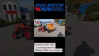 Kubota EK1261 z posypywarką Motyl 400 na wózku ROLMECH [upl. by Toby682]