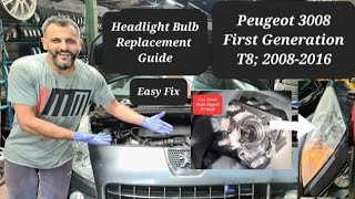 how to change main dipped bulb on Peugeot 3008 mk1 headlight [upl. by Baler99]