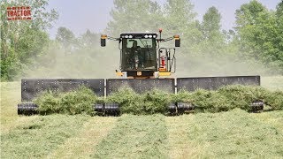 MOWING MERGING HARVESTING Alfalfa with Big Tractors [upl. by Oer]