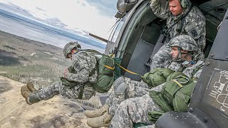 US Army Rangers Jump from UH60 Black Hawk usa military army [upl. by Haelam]