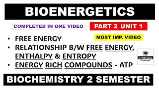 Bioenergetics Complete  Concept of Free Energy  Redox Potential  Energy Rich Compounds  P2 U1 [upl. by Hakeber]