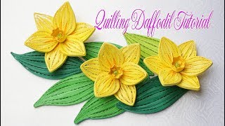 QUILLING DAFFODIL FLOWER V2 TUTORIAL  DIY PAPER DAFFODIL HANDMADE DECORATION [upl. by Clementi]