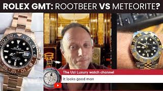 Watch Review ROLEX GMT quotRoot beerquot VS Meteorite dial VS Rolex quotGuinnessquot What is BEST GMT Choice [upl. by Kcub]