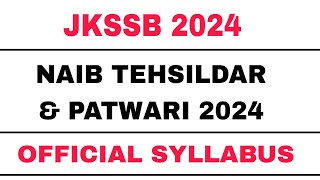 JKSSB 2024 NAIB TEHSILDAR amp PATWARI  EXPECTED SYLLABUS BY AAFAQ SIR [upl. by Lorena]