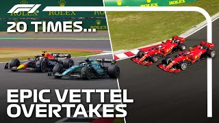 20 Times Sebastian Vettel Pulled Off An UNBELIEVABLE Overtake [upl. by Ahtekal]