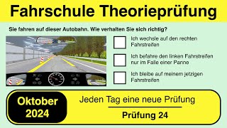 🚘 Führerschein Theorieprüfung Klasse B 🚗 Oktober 2024  Prüfung 24🎓📚 [upl. by Boyes]