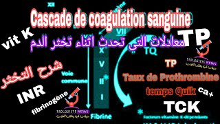 TP Taux de Prothrombine ou temps Quik cascade de coagulation TPTCK شرح نظري لتحليل تخثر الدم وتجلط [upl. by Llertal698]