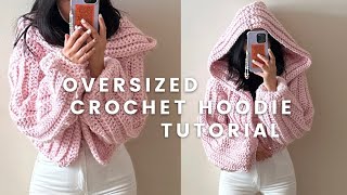 an oversized crochet hoodie sweater tutorial [upl. by Leicam]