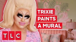 Trixie Paints A Beautiful Flamingo Mural  Trixie Motel [upl. by Saticilef]