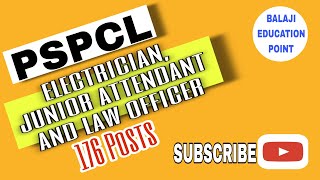 PSPCL 176 posts of electrician junior attendant and law officer recruitment notification out [upl. by Innad838]