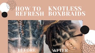 HOW TO REFRESH KNOTLESS BOXBRAIDS  No Slippage no rebraiding no retwisting  RUBBERBAND METHOD [upl. by Eillim]