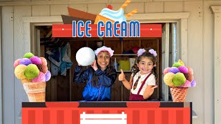 Deema and Sally with Giant Ice Cream store Adventure stories [upl. by Odnomor]