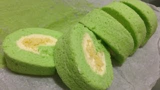 Pandan Swiss Roll with Cream Cheese Filling Recipe [upl. by Astrid]