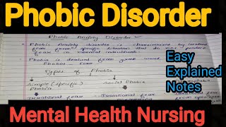 Notes Of Phobic Disorder in Mental Health Nursing Psychiatric in Hindi [upl. by Jens45]