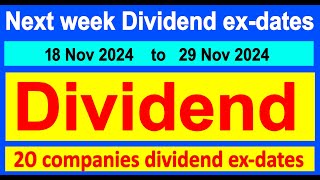 Next week dividend exdates  20 companies dividend  upcoming dividend alerts  Split  Bonus [upl. by Charline594]