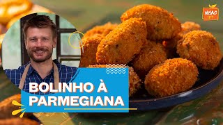 Bolinho de arroz à parmegiana empanado na farinha panko  Rodrigo Hilbert  Tempero de Família [upl. by Atekihc]