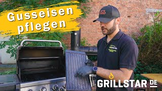 Gusseisen pflegen amp einbrennen  so wirds gemacht Gusseisenrost Dutch Oven Eisbürste [upl. by Tymon]