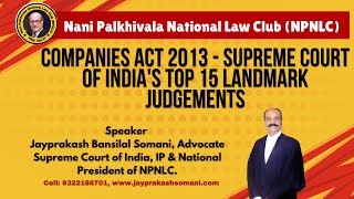 Companies Act 2013 Supreme Court of Indias top 15 Landmark Judgements [upl. by Einot]