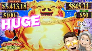 💥 NEW Konami 💥 Stuffed Coins Pig  Bonus Feature  Huge Bonus Win Slot Machine Las Vegas [upl. by Weatherby]