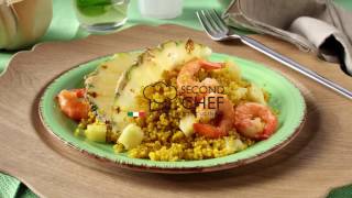 Insalata di Quinoa con gamberi curcuma e ananas  SecondChef [upl. by Jonme702]