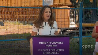 Deputy PM Chrystia Freeland makes a housing announcement in Vancouver – July 28 2021 [upl. by Assiram]