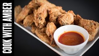 Superbowl Crispy Baked Chicken Wings with Buffalo Sauce  Cook With Amber [upl. by Nhguavad]