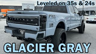 GLACIER GRAY 2024 Ford F250 Platinum 25” leveledon35s  SUPER DUTY on 24s [upl. by Perrie]