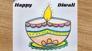 Diwali Drawing  Diwali Diya Drawing  Happy Diwali Drawing  Diwali Festival Celebration Drawing [upl. by Egdamlat]