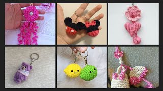 Super easy crochet keychain ideas  Crochet heart keychain [upl. by Neroc]