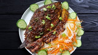 Oven Baked Whole Spicy Fish Recipe  How To Bake Whole Tilapia Fish In Oven [upl. by Assel604]