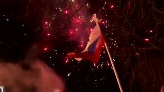 Celebrations in Donetsk after Putin recognizes breakaway regions [upl. by Jayne791]