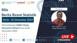 Rilis Berita Resmi Statistik Indeks Harga KonsumenInflasi Kota Jambi Bulan November 2024 [upl. by Aikem226]