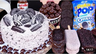 ASMR OREO CAKE MALTESERS CHOCOLATE ICE CREAM MILK NUTELLA DESSERT MUKBANG EATING SOUNDS [upl. by Zwick]