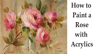 How to Paint Beautiful Roses Acrylic Painting  STEP BY STEP 47 [upl. by Tiena]