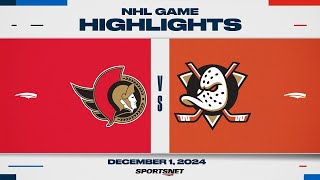 NHL Highlights  Senators vs Ducks  December 1 2024 [upl. by Ardnoik]