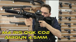 Rifle Airgun QGK M4 RIS Co2 45mm Full Metal NBB [upl. by Mathias]