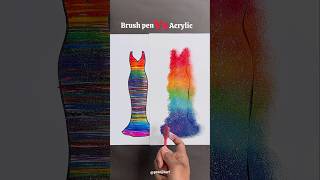 Brush Pen VS Acrylic paint 🎨 shorts art satisfying [upl. by Oswal]