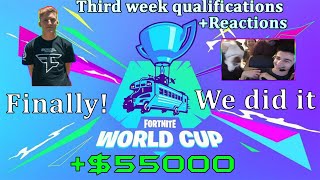 Fortnite World Cup EMOTIONAL Reactions to Qualification WINNING 50000 WEEK 3 [upl. by Ban]