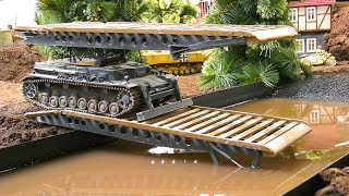 RC MODEL SCALE BRIDGE LAYER TANK IV IN DETAIL AND DEMONSTRATION RC MILITARY VEHICLES [upl. by Jardena33]