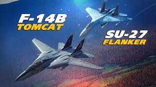 F14B Tomcat Vs Su27 Flanker Mountain Dogfight  Digital Combat Simulator  DCS [upl. by Alyaj116]