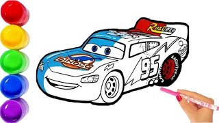 Lightning McQueen Drawing 🚘🖍How to draw car  Disney pixar cars drawing For kids [upl. by Nosremaj]