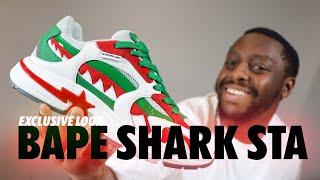 EXCLUSIVE LOOK A Bathing Ape Shark Sta Italy 🇮🇹 Sneaker Review QuickSchopes 730 Schopes Bape [upl. by Perkoff]